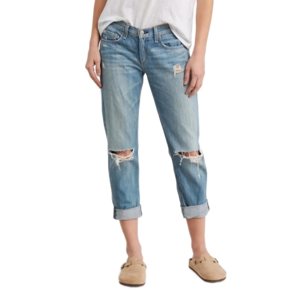 Rag & Bone /JEAN Buckley Boyfriend Jeans – Distressed 100% Cotton Denim, Size 28